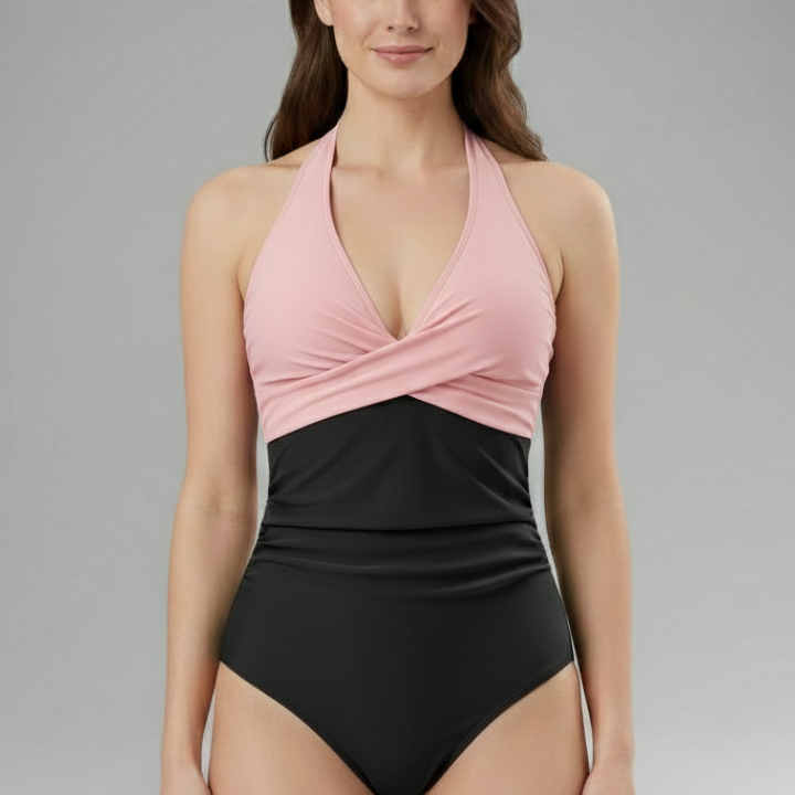 Women’s Swimsuit with Halter Neck and High Waist