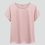 Women’s T-Shirt with Round Neckline and Rolled Sleeves