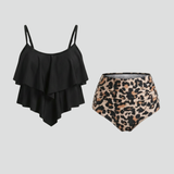 Women’s Tankini Set with Ruffle Top and High Waist Bottom