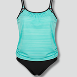 Women’s Tankini Swimsuit with Scoop Neck and Printed Trim