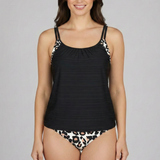 Women’s Tankini Swimsuit with Scoop Neck and Printed Trim