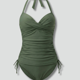 Women’s Tankini Swimsuit with V-Neck and Ruched Sides