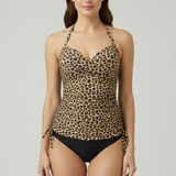 Women’s Tankini Swimsuit with V-Neck and Ruched Sides