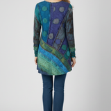 Women’s Tunic Top with Patchwork Pattern and Ribbed Cuffs