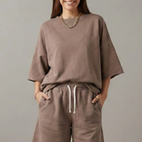 Women’s Two-Piece Set with Crop Top and Drawstring Shorts