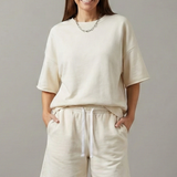 Women’s Two-Piece Set with Crop Top and Drawstring Shorts