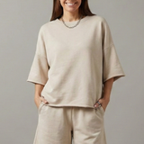 Women’s Two-Piece Set with Crop Top and Drawstring Shorts
