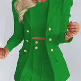 Women Double Breasted Blazer Mini Skirt Set Matching Two Piece