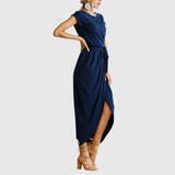 Women's Casual Midi Dress Tie-Waist and Wrap-Style