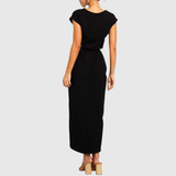 Women's Casual Midi Dress Tie-Waist and Wrap-Style