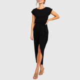 Women's Casual Midi Dress Tie-Waist and Wrap-Style