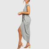 Women's Casual Midi Dress Tie-Waist and Wrap-Style
