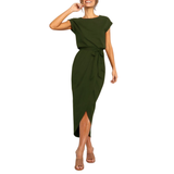 Women's Casual Midi Dress Tie-Waist and Wrap-Style