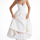 Women's Corset Midi Dress Sweetheart Wedding Guest A Line