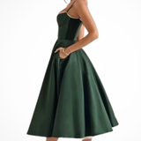 Women's Corset Midi Dress Sweetheart Wedding Guest A Line