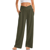 Women's Crossover Wide Leg Trousers - Soft Touch Weave