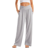 Women's Crossover Wide Leg Trousers - Soft Touch Weave