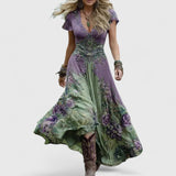 Women's Floral Maxi Dress V-Neck Flowy Summer