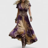 Women's Floral Maxi Dress V-Neck Flowy Summer