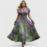 Women's Floral Maxi Dress V-Neck Flowy Summer