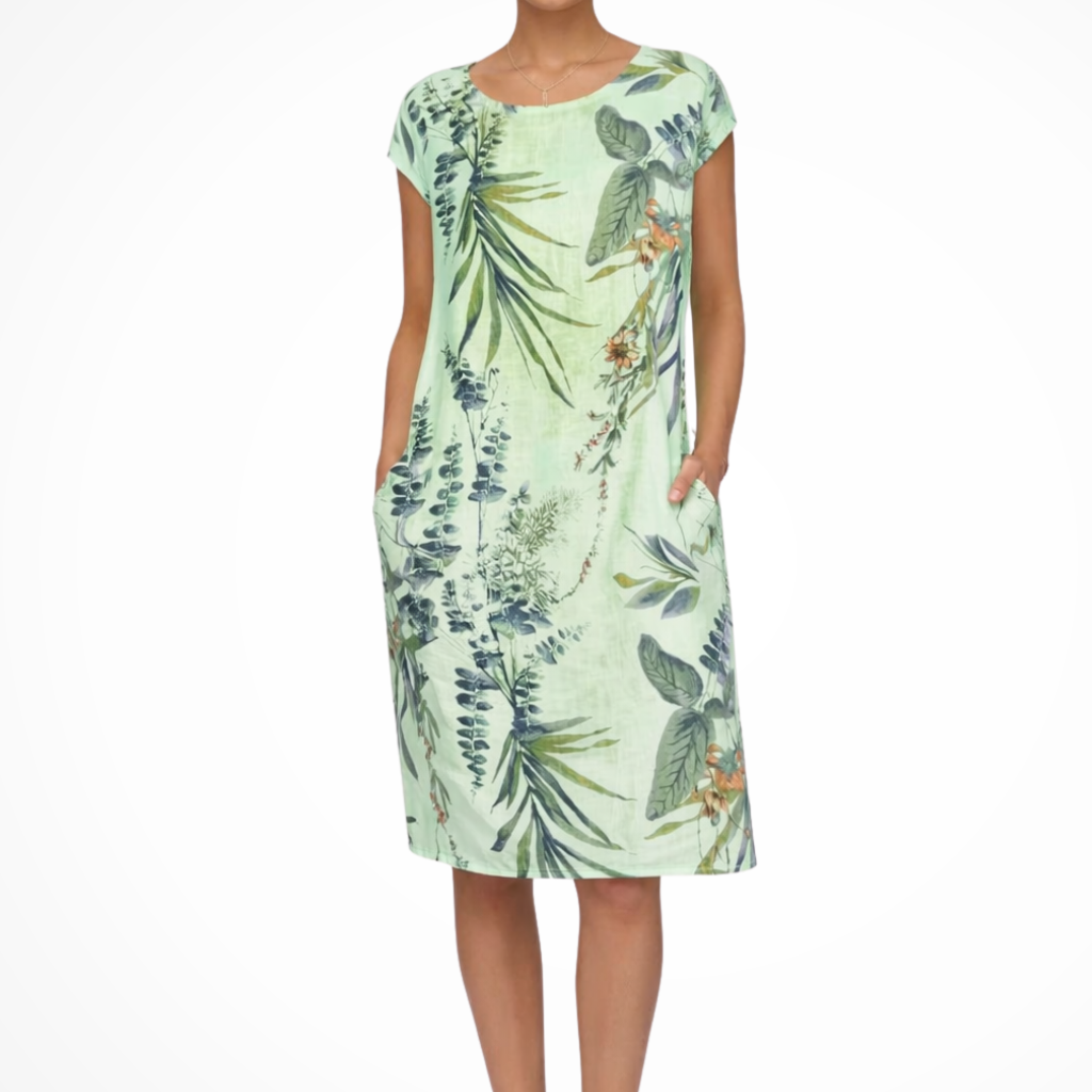 Women's Floral Midi Dress Botanical Relaxed Summer