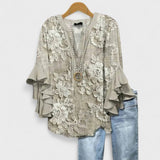 Women's Flowy Ruffle Blouse Floral Print Flare Sleeve Top