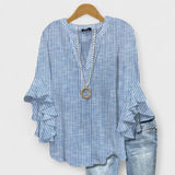 Women's Flowy Ruffle Blouse Floral Print Flare Sleeve Top