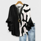 Women's Flowy Ruffle Blouse Floral Print Flare Sleeve Top