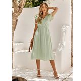 Women’s Flutter Sleeve Relaxed Fit Midi Dress - A-line Skirt