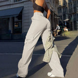Women's High-Waist Relaxed Fit Cargo Trousers - Soft Woven Texture