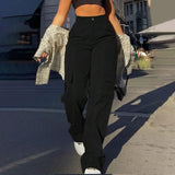 Women's High-Waist Relaxed Fit Cargo Trousers - Soft Woven Texture