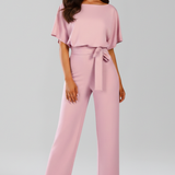 Women's Jumpsuit - Tie Waist Design and Wide Leg Detail