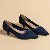 Women's Kitten Heels - Pointed Toe Ribbed Knit and Padded Insole Detail