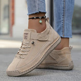 Women's Lace-Up Trainers - Braided Sole and Strap Fastening