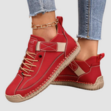 Women's Lace-Up Trainers - Braided Sole and Strap Fastening