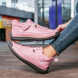 Women's Lace-Up Trainers - Braided Sole and Strap Fastening