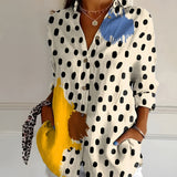 Women's Linen Blouse Floral Button Front Long Sleeve Shirt