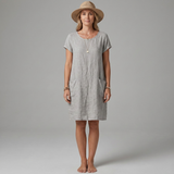 Women's Mini Dress - Short Sleeve with Front Pockets