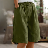 Women's Linen Shorts Wide Leg Elasticated Waist Summer