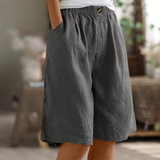 Women's Linen Shorts Wide Leg Elasticated Waist Summer