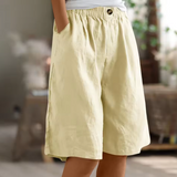 Women's Linen Shorts Wide Leg Elasticated Waist Summer
