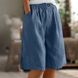 Women's Linen Shorts Wide Leg Elasticated Waist Summer