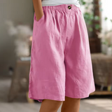 Women's Linen Shorts Wide Leg Elasticated Waist Summer