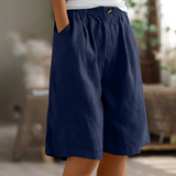 Women's Linen Shorts Wide Leg Elasticated Waist Summer