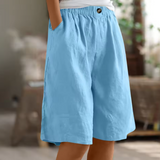 Women's Linen Shorts Wide Leg Elasticated Waist Summer