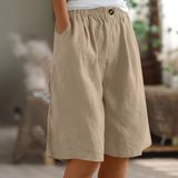 Women's Linen Shorts Wide Leg Elasticated Waist Summer