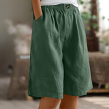 Women's Linen Shorts Wide Leg Elasticated Waist Summer
