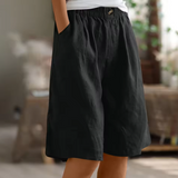 Women's Linen Shorts Wide Leg Elasticated Waist Summer
