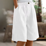 Women's Linen Shorts Wide Leg Elasticated Waist Summer
