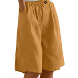 Women's Linen Shorts Wide Leg Elasticated Waist Summer